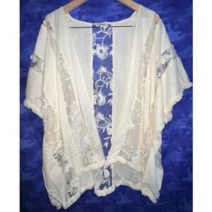 Umgee Women's Cream Lightweight Coverup Kimono Size ML‎